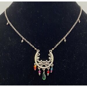 Retired Brighton Balu Collection Dangling Multi-Color Beads Necklace 15.5/17.5"